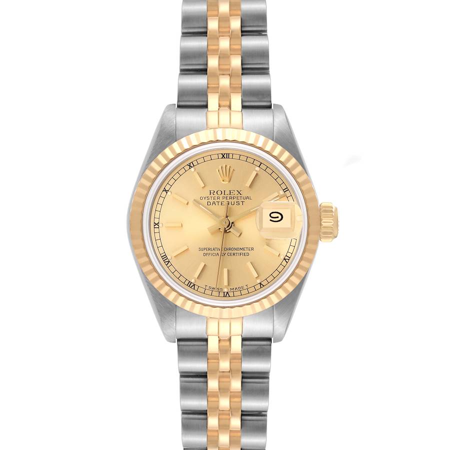 Rolex Datejust Champagne Dial Steel Yellow Gold Ladies Watch 69173 Box Papers SwissWatchExpo