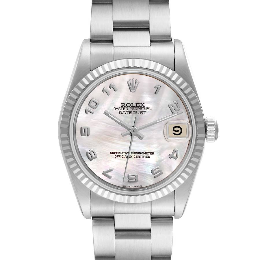 Rolex Datejust Midsize Steel White Gold Mother Of Pearl Dial Ladies Watch 68274 Box Papers SwissWatchExpo