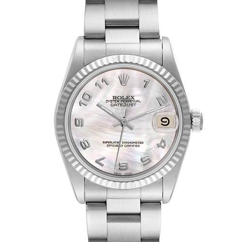 Photo of Rolex Datejust Midsize Steel White Gold Mother Of Pearl Dial Ladies Watch 68274 Box Papers