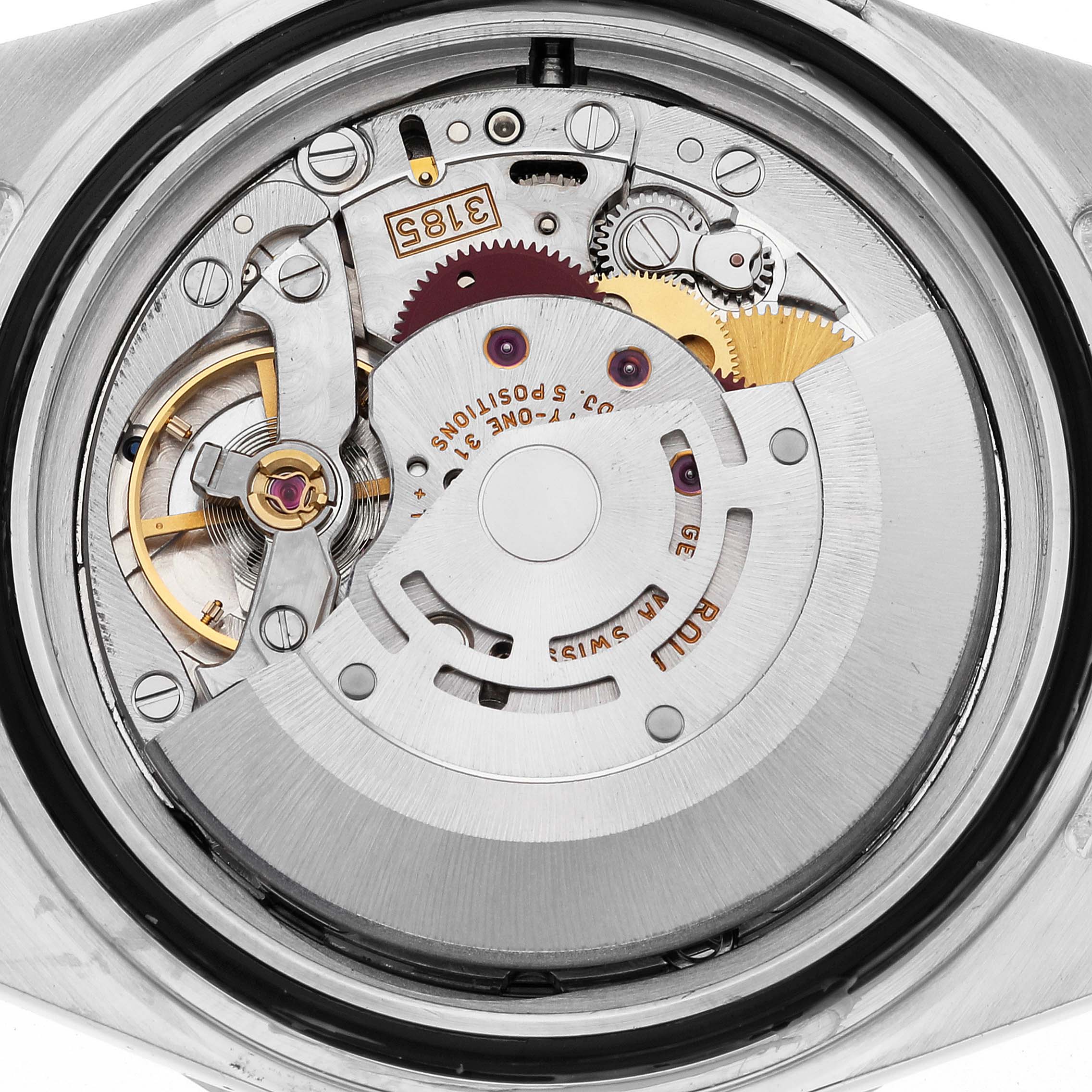 This image shows a close-up of the movement and internal mechanisms of a Rolex Explorer 16570T Men's Stainless Steel White Dial 16570T Men's Stainless Steel White Dial watch.