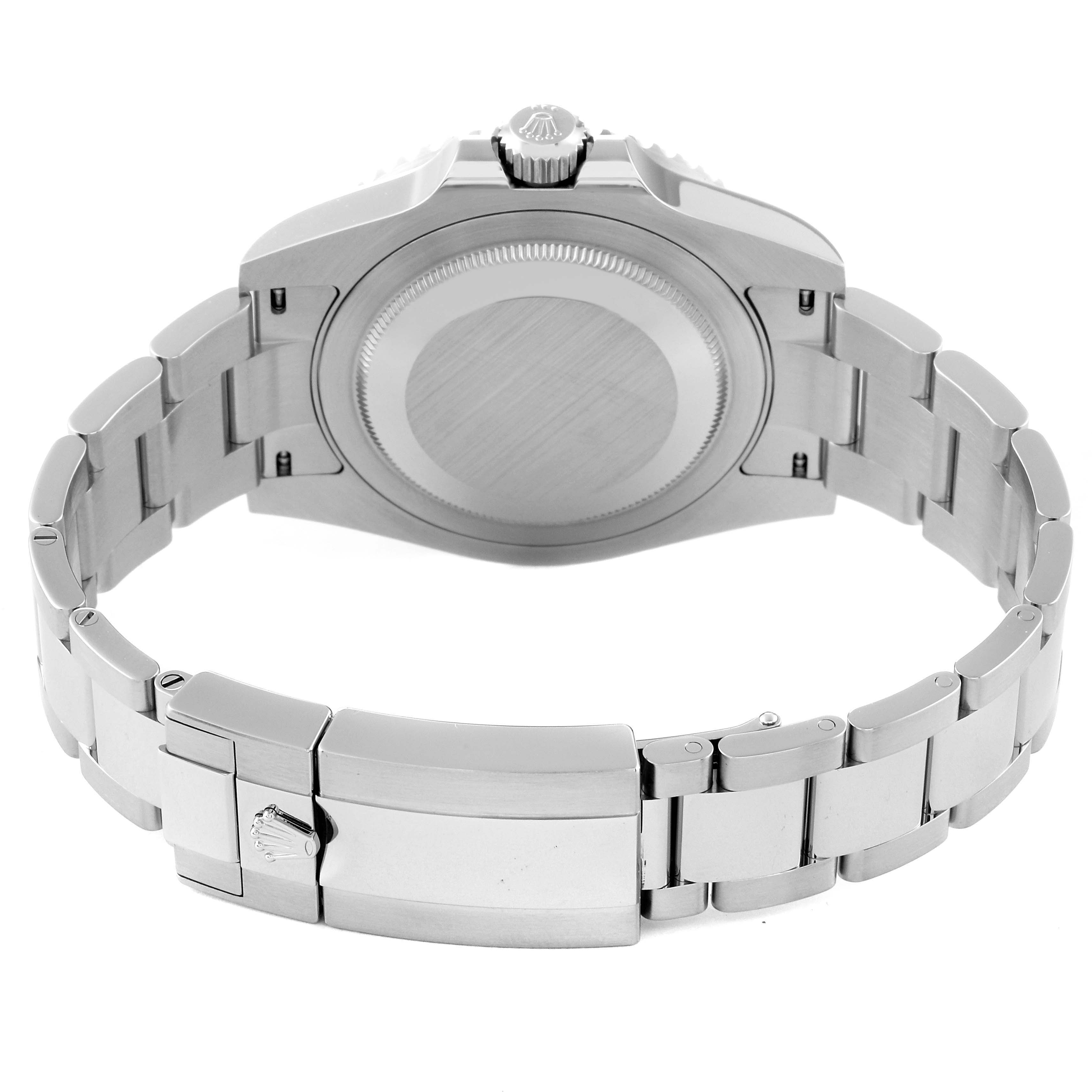 The image shows the back case and closed clasp of a Rolex GMT-Master 126710BLRO Men's Stainless Steel Black Dial 126710BLRO Men's Stainless Steel Black Dial watch, viewed from the rear.