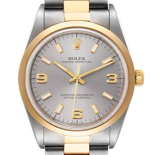 Photo of Rolex Oyster Perpetual Domed Bezel Steel Yellow Gold Mens Watch 14203