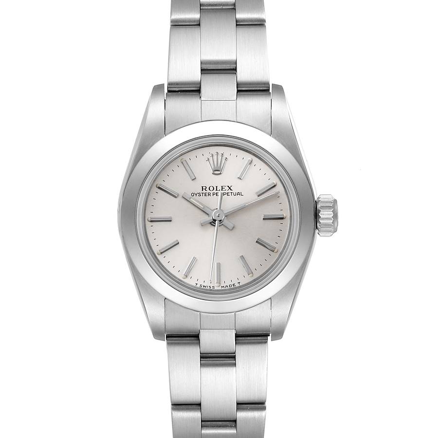 Rolex Oyster Perpetual Silver Dial Oyster Bracelet Steel Ladies Watch 67180 SwissWatchExpo