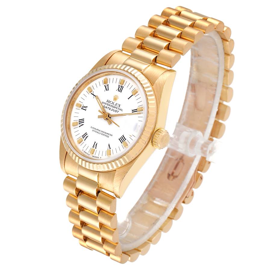 Rolex President Datejust Midsize White Dial Yellow Gold Ladies Watch ...