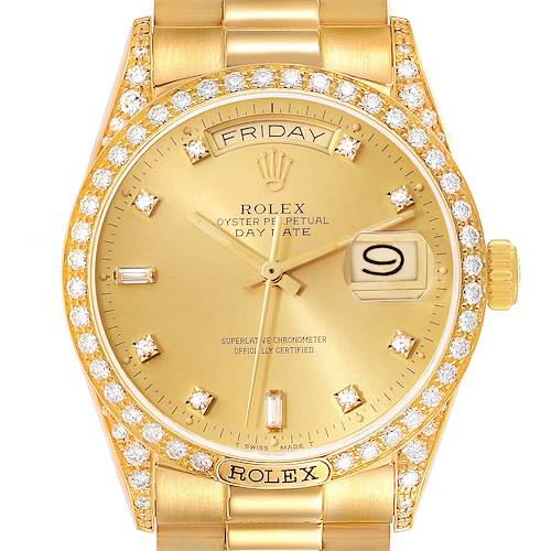 Photo of Rolex President Day-Date Yellow Gold Diamond Mens Watch 18138