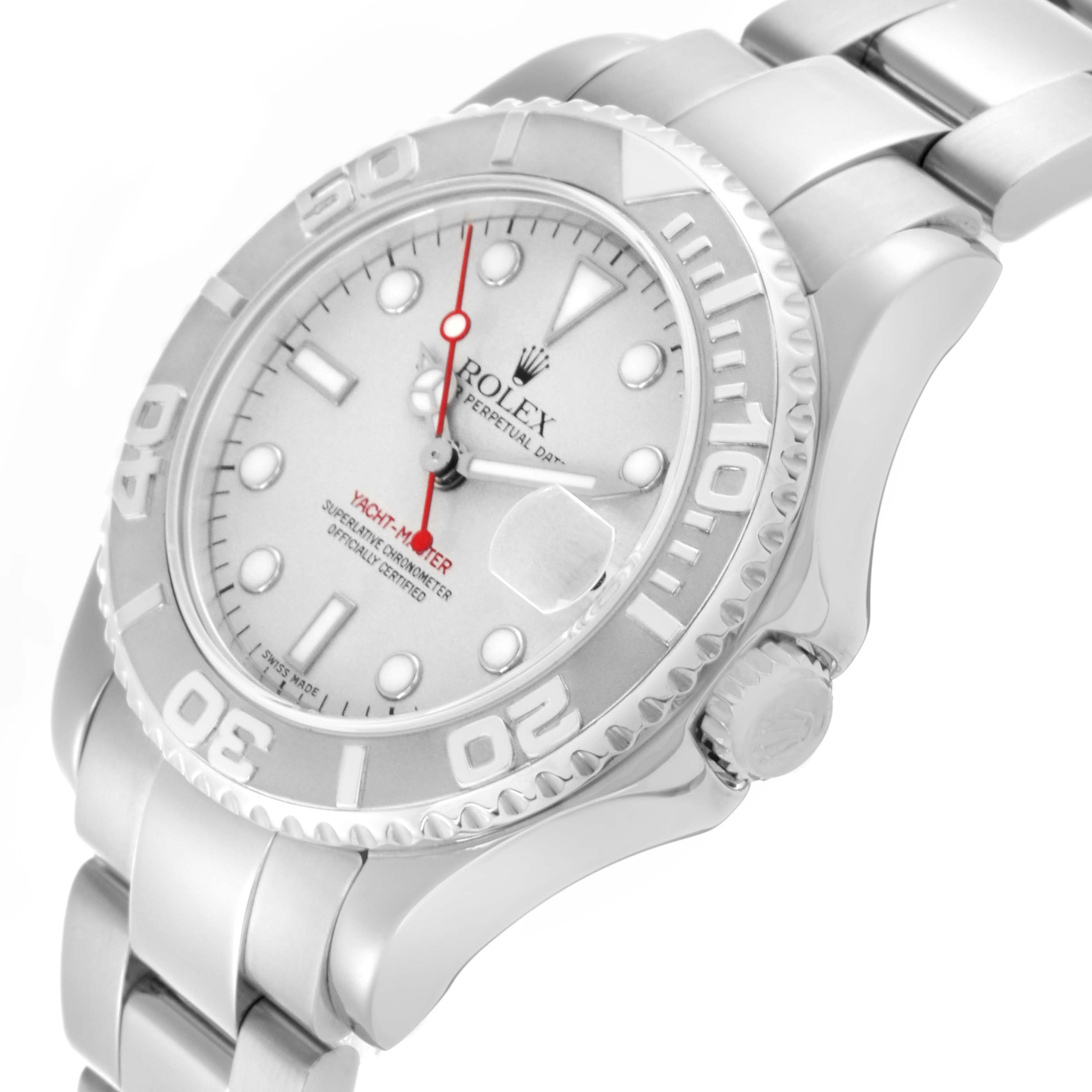 The Rolex Turn-o-Graph 168622 Men's Stainless Steel Silver Dial 168622 Men's Stainless Steel Silver Dial watch is shown at a three-quarter angle, highlighting the dial, bezel, and part of the bracelet.