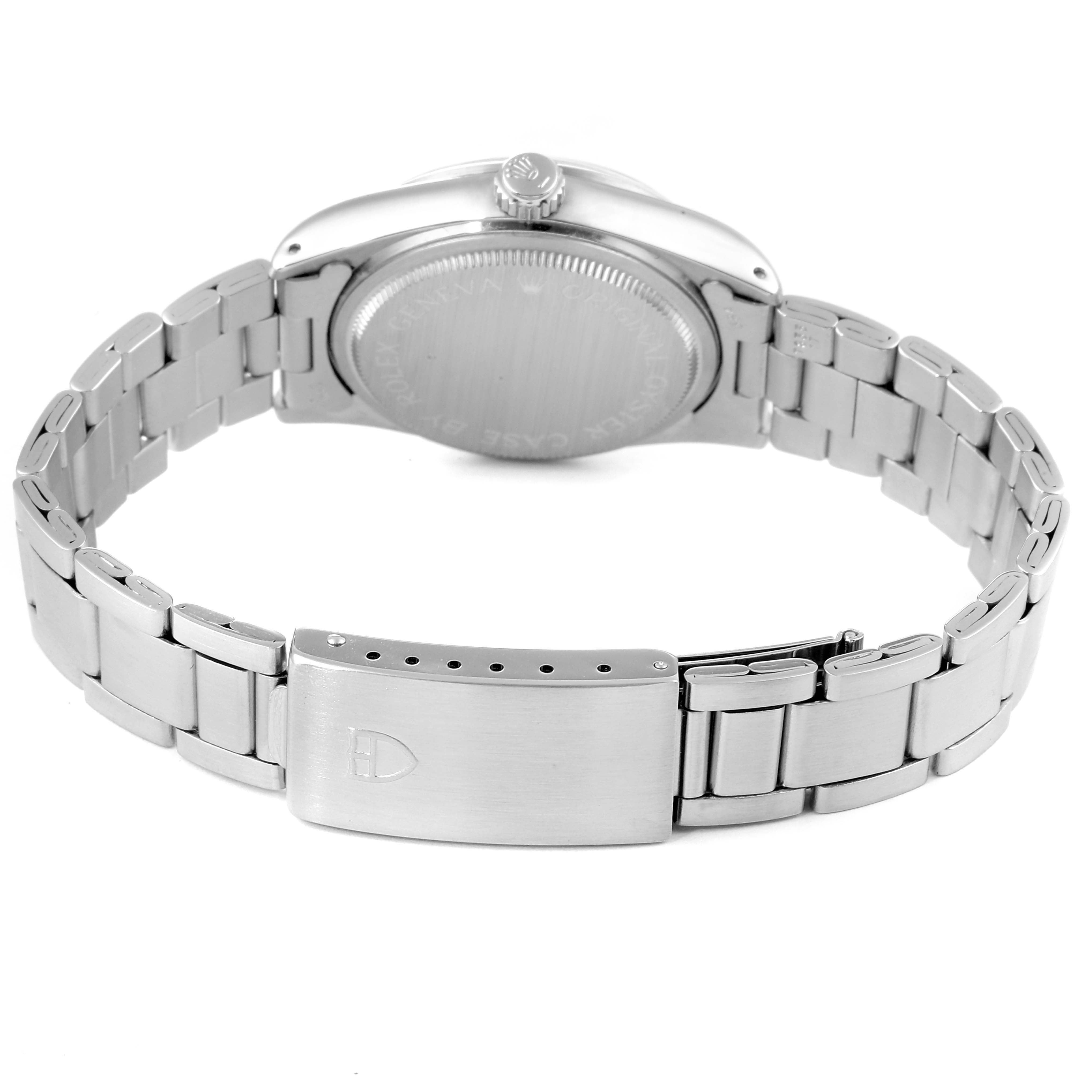 The image shows the back view of the Tudor Prince 72000 Men's Stainless Steel Black Dial 72000 Men's Stainless Steel Black Dial watch, displaying its stainless steel case, bracelet, and clasp.