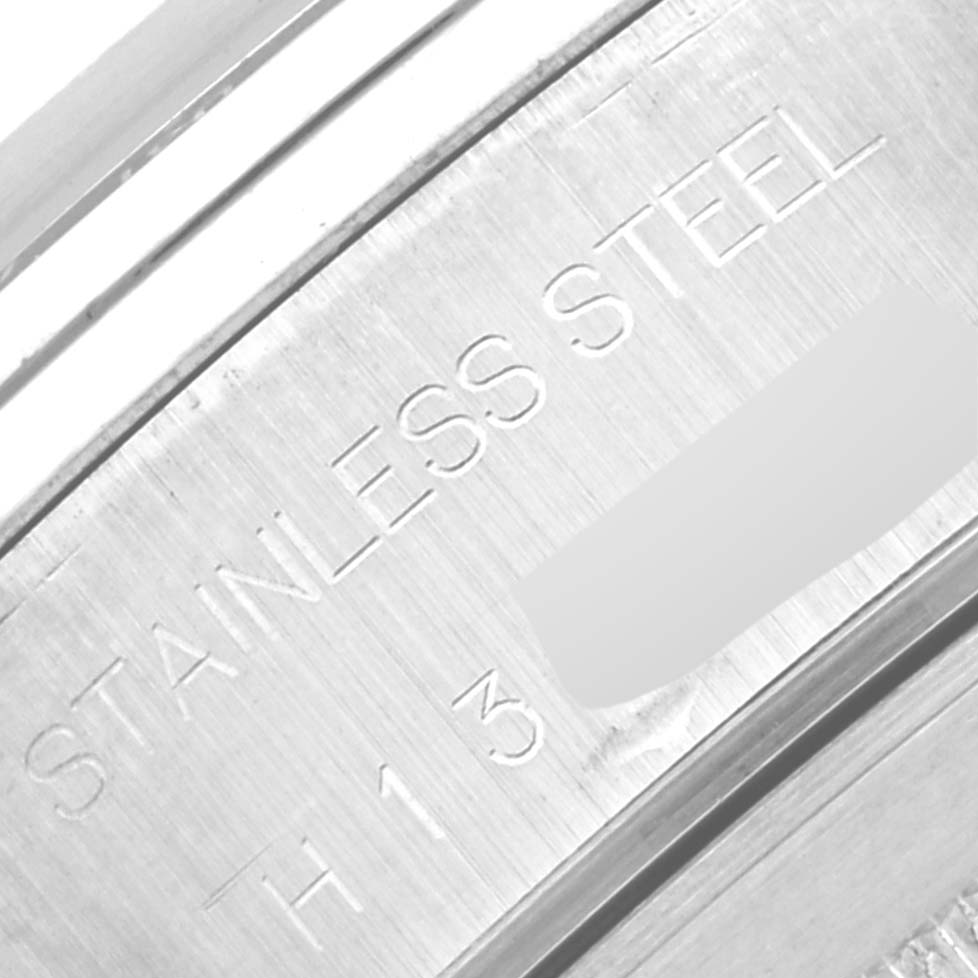 This is a close-up image showing the stainless steel engraving on the case back of a Tudor Tiger 79260 Men's Stainless Steel White Dial 79260 Men's Stainless Steel White Dial model watch.