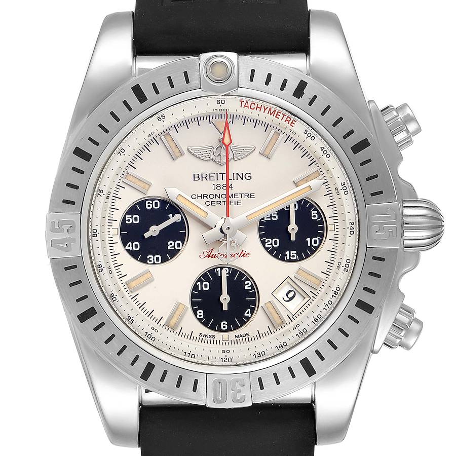 Breitling Chronomat 41 Airborne Silver Dial Steel Mens Watch AB0144 Box Papers SwissWatchExpo