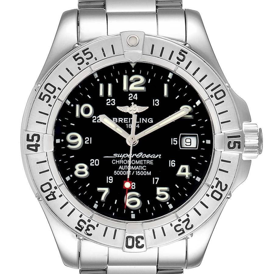 Breitling Superocean Steelfish Black Dial Mens Watch A17360 Box Papers SwissWatchExpo