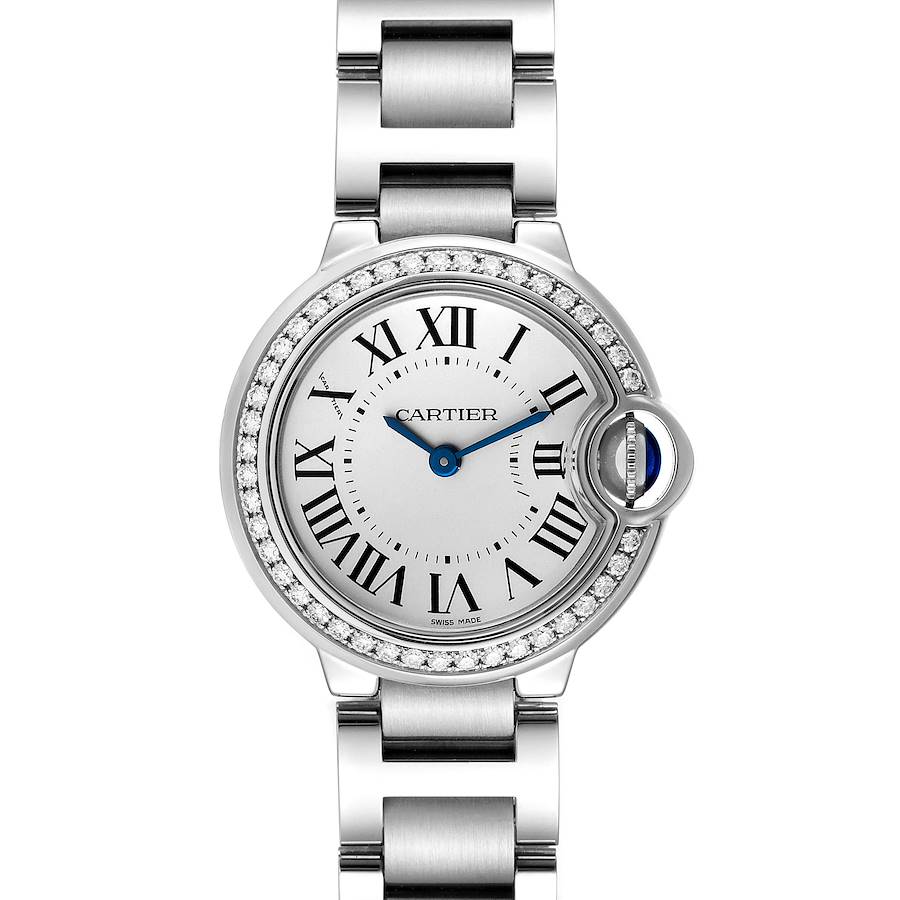 Cartier Ballon Bleu Steel Silver Dial Diamond Ladies Watch W4BB0015 Unworn SwissWatchExpo