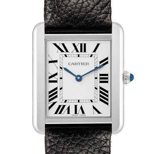 Photo of Cartier Tank Solo Midsize Steel Silver Dial Mens Watch WSTA0028 Card