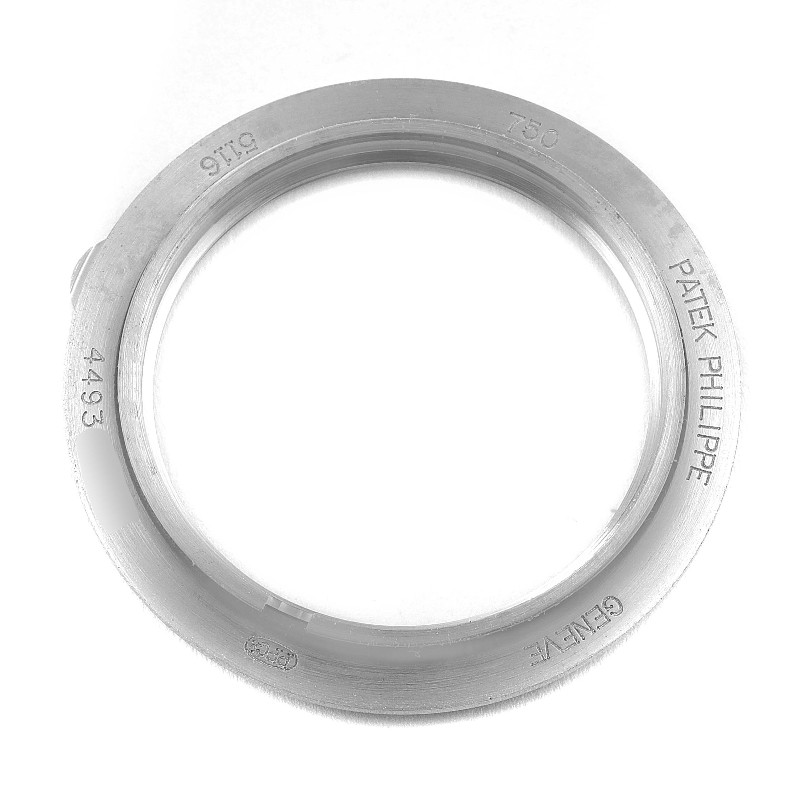 This is the bezel viewed from above for the Calatrava model by Patek Philippe.