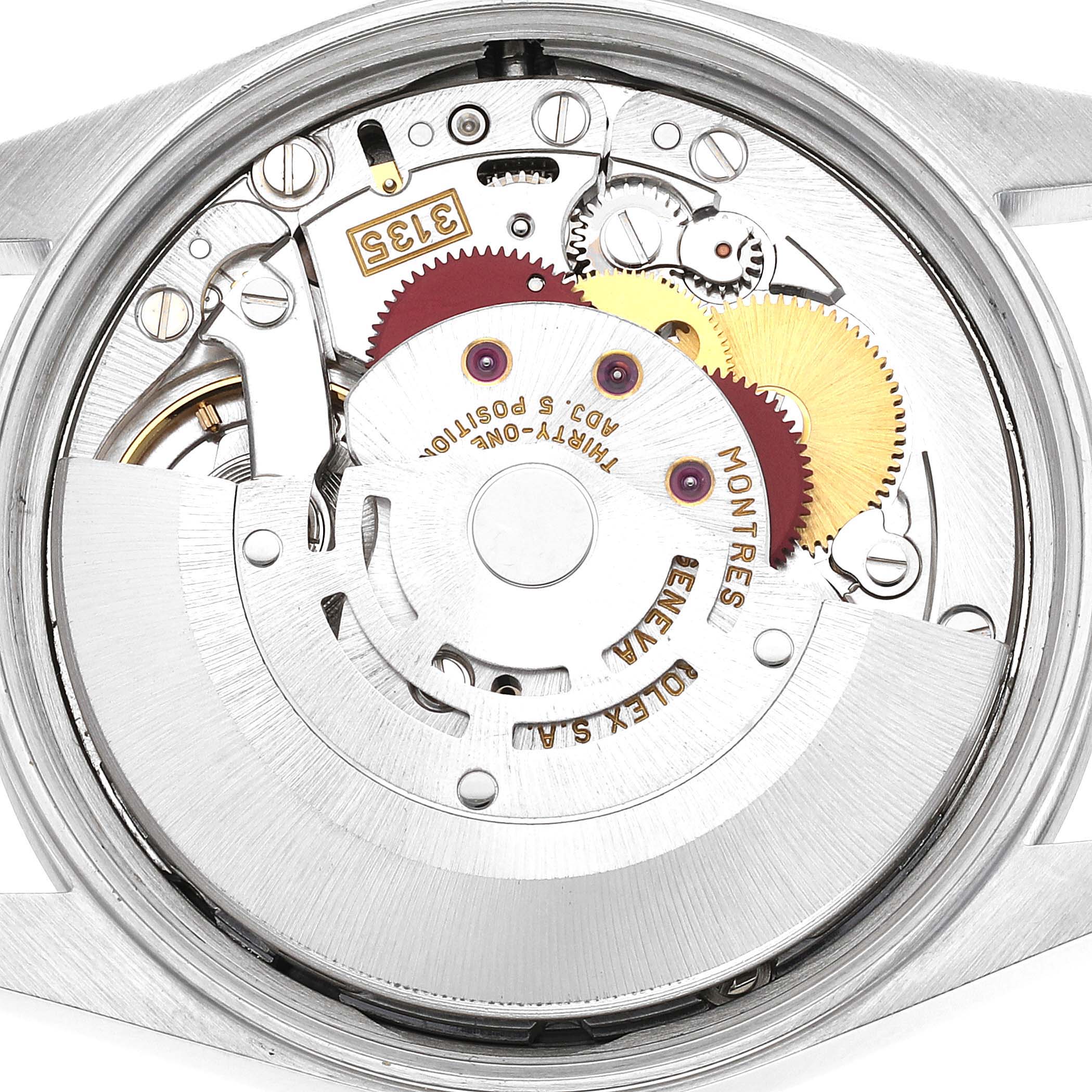 This image shows a close-up view of the movement and internal mechanism of a Rolex Date 15200 Men's Stainless Steel Black Dial 15200 Men's Stainless Steel Black Dial model watch.