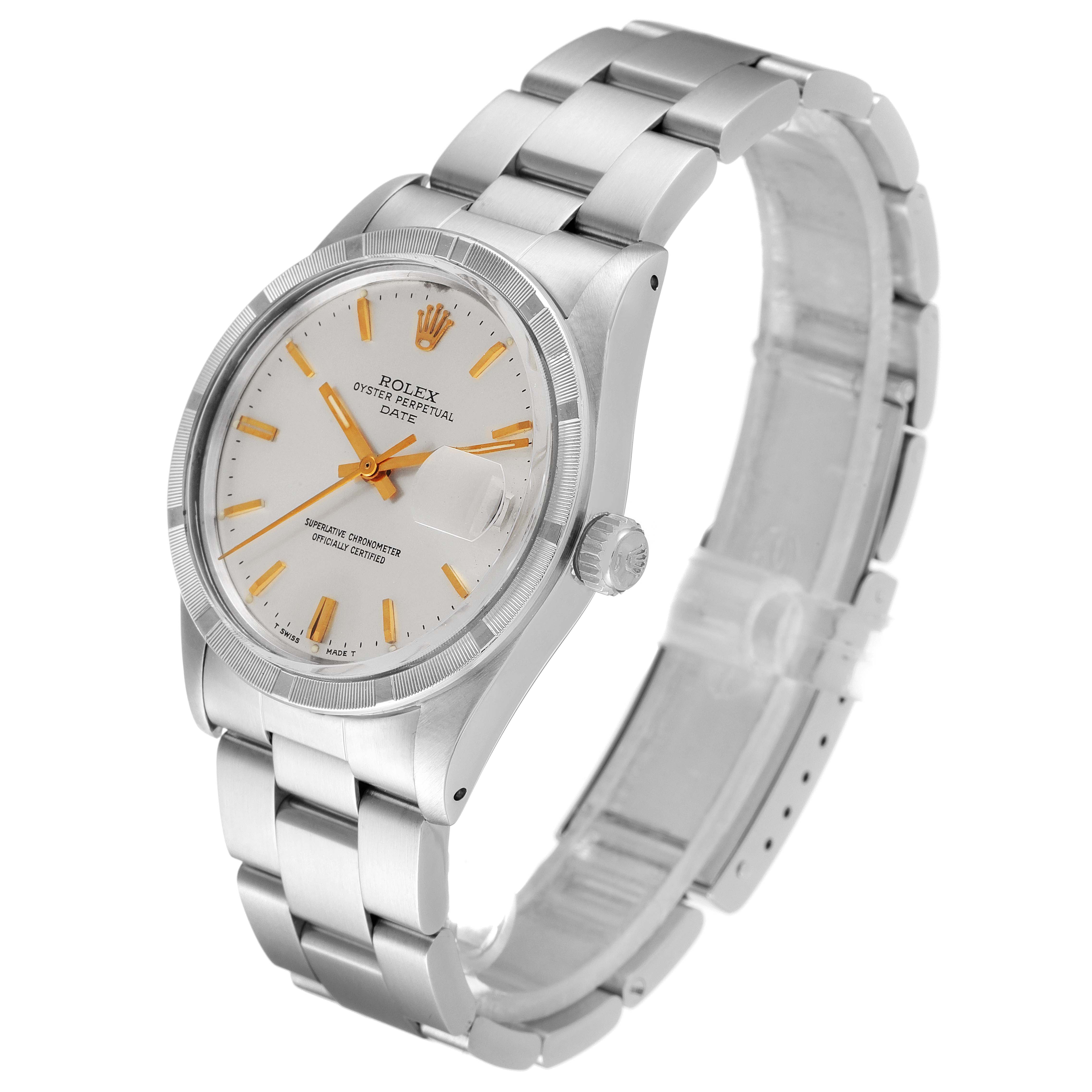 The Rolex Vintage Collection 15010 Men's Stainless Steel Silver Dial 15010 Men's Stainless Steel Silver Dial watch is shown at a three-quarter angle, highlighting its face, bezel, and bracelet.