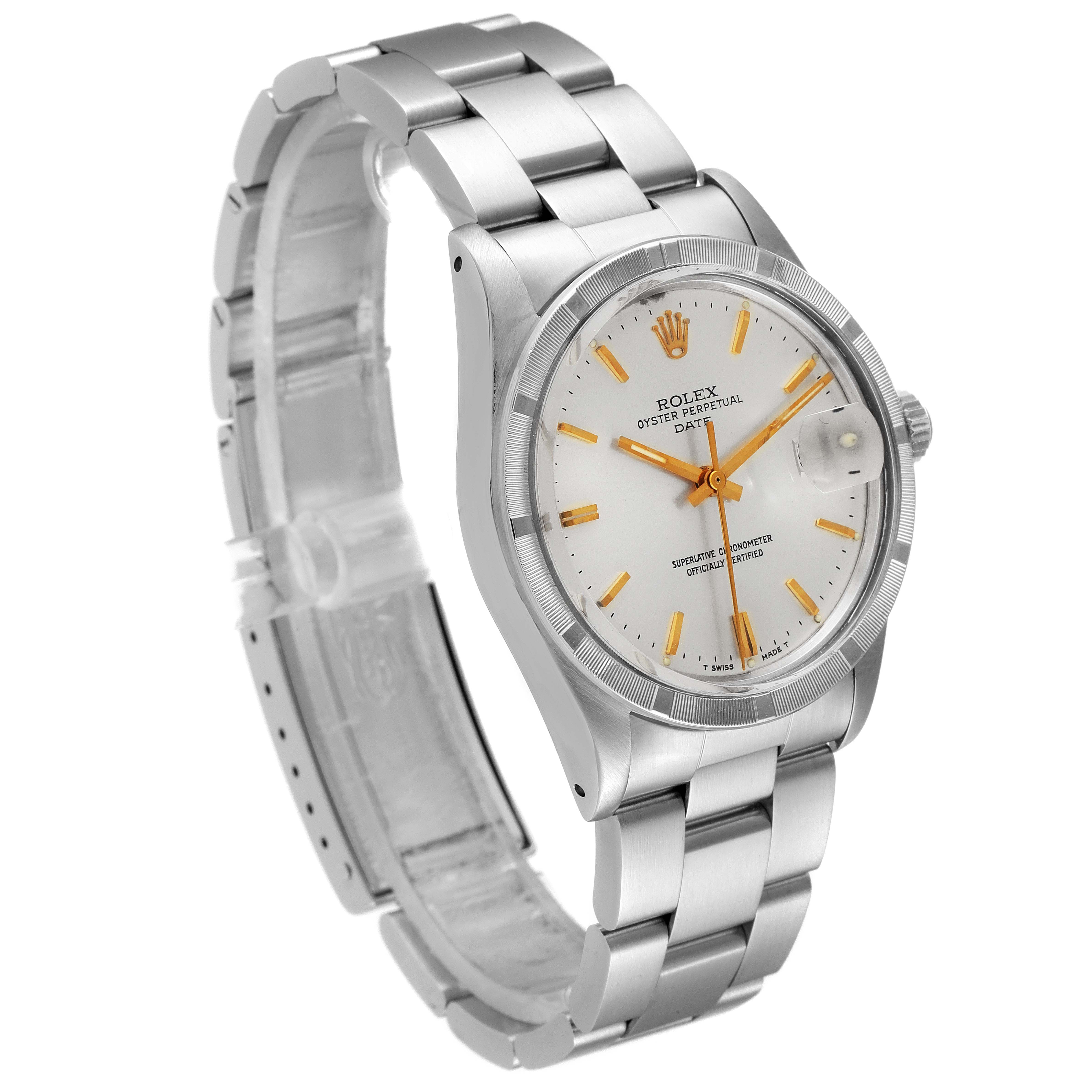 The Rolex Vintage Collection 15010 Men's Stainless Steel Silver Dial 15010 Men's Stainless Steel Silver Dial watch is shown at a three-quarter angle, displaying the face, case, and metal bracelet.