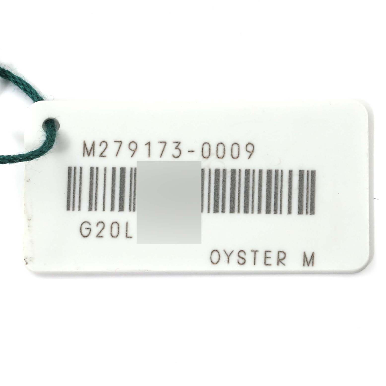 This image shows a barcode tag with the model number for a Rolex Datejust 279173 Women's Steel and Gold (two tone) Champagne Dial 279173 Women's Steel and Gold (two tone) Champagne Dial watch, indicating "Oyster M".