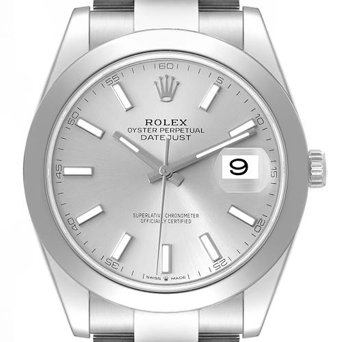 Photo of Rolex Datejust 41 Silver Dial Steel Mens Watch 126300 Box Card