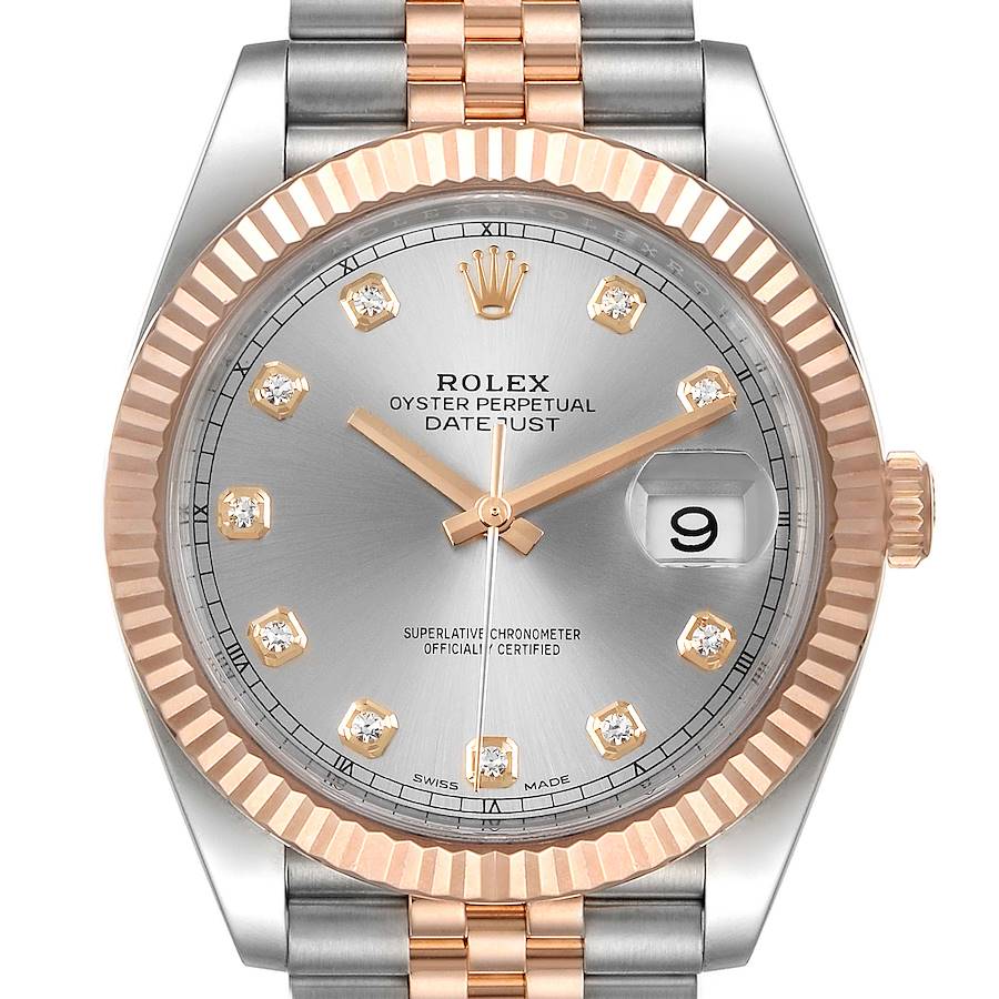Rolex Datejust 41 Steel Everose Gold Diamond Dial Mens Watch 126331 SwissWatchExpo
