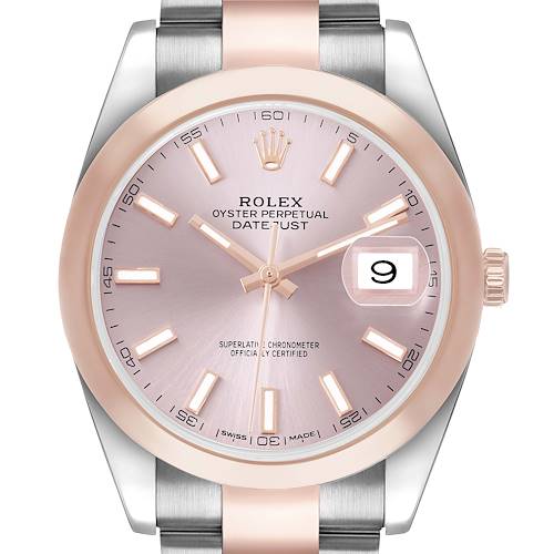Photo of Rolex Datejust 41 Steel Rose Gold Sundust Pink Dial Mens Watch 126301 Box Card