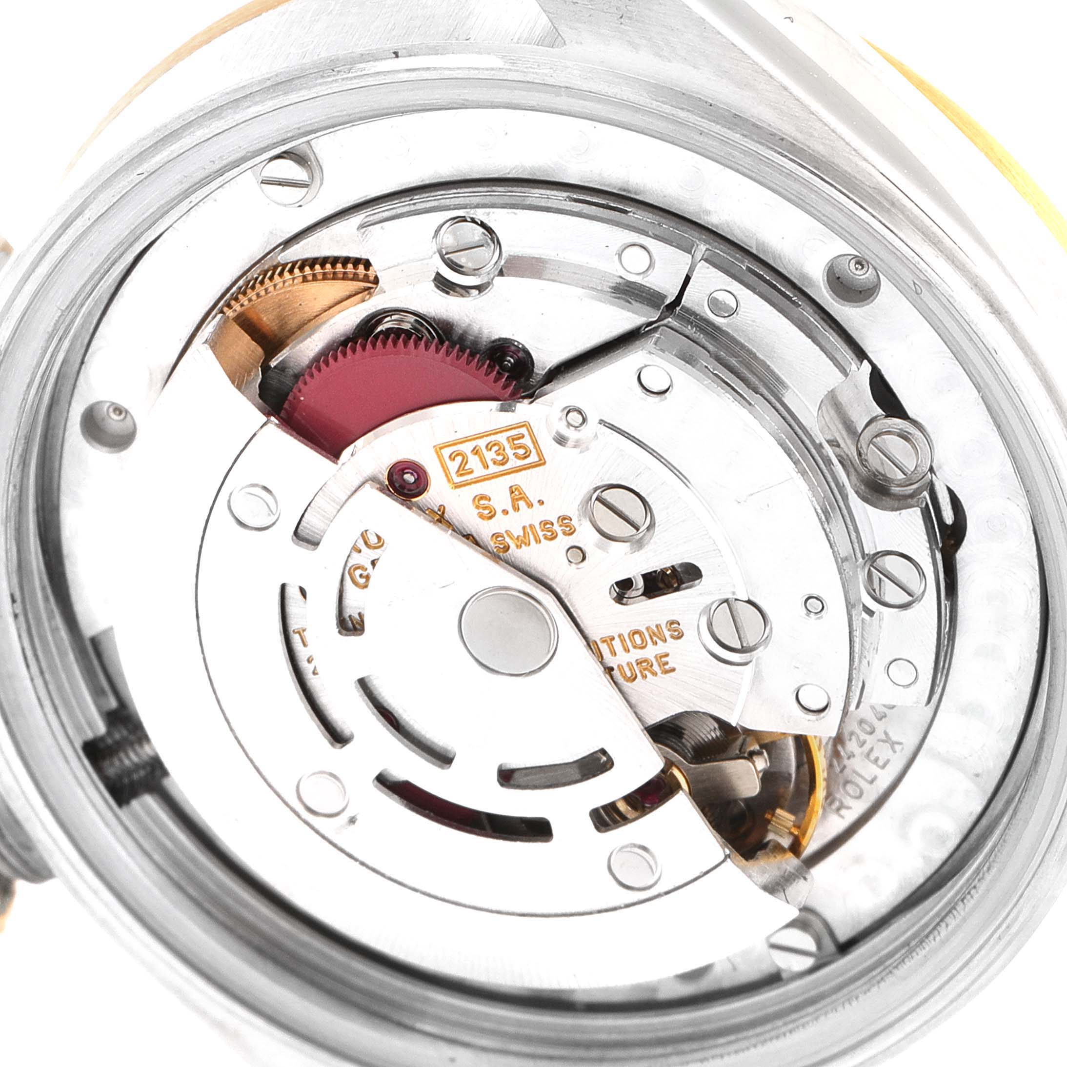 This is an inner view of the movement mechanism of the Rolex Mid-Size 68273 Women
s Steel and Gold (two tone) White Dial 68273 Women
s Steel and Gold (two tone) White Dial model watch.