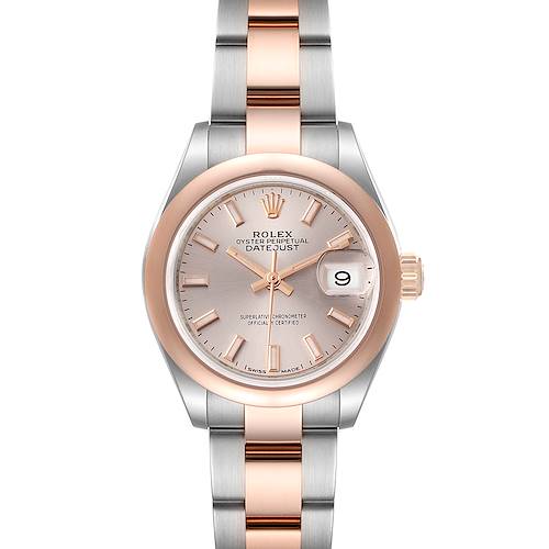 Photo of Rolex Datejust Steel Rose Gold Rose Dial Ladies Watch 279161 Box Card