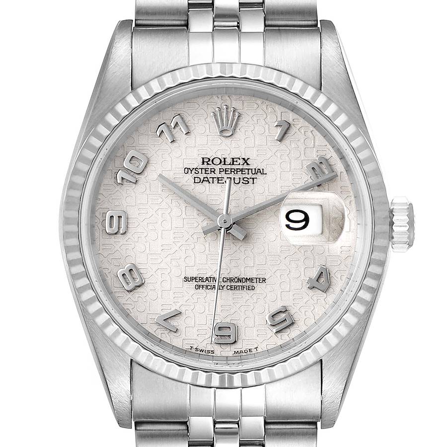 Rolex Datejust Steel White Gold Anniversary Arabic Dial Mens Watch 16234 SwissWatchExpo