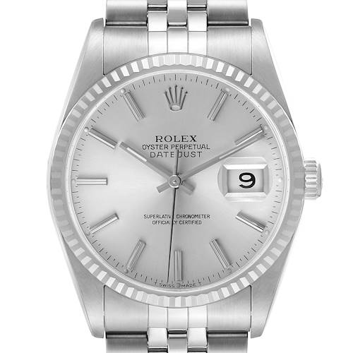 Photo of Rolex Datejust Steel White Gold Silver Roman Dial Mens Watch 16234