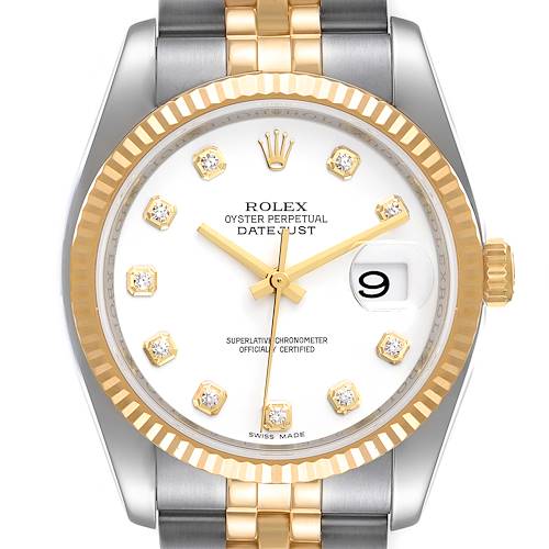 Photo of Rolex Datejust White Diamond Dial Steel Yellow Gold Mens Watch 116233
