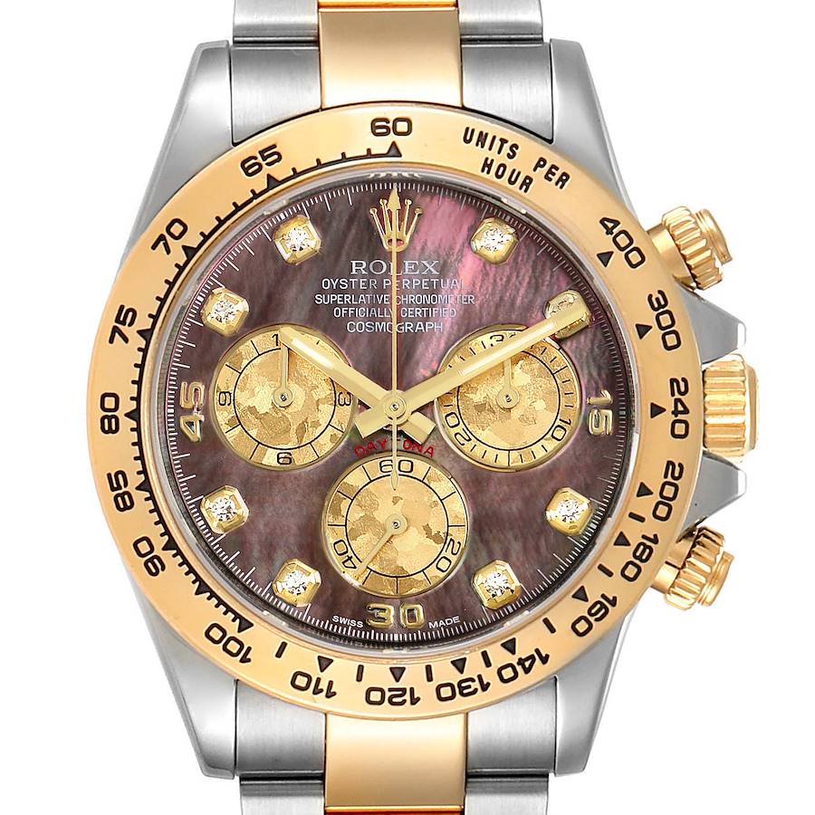 Rolex Daytona Steel Yellow Gold MOP Gold Crystals Diamond Watch 116503 Box Card SwissWatchExpo