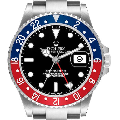 Photo of Rolex GMT Master II Blue Red Pepsi Bezel Steel Mens Watch 16710