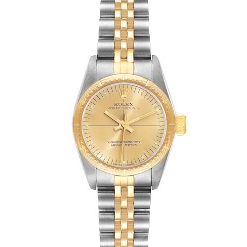 Photo of Rolex Oyster Perpetual NonDate Steel Yellow Gold Ladies Watch 67243 Box Papers