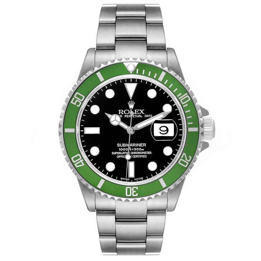 Rolex Submariner Kermit Green Bezel Flat 4 Steel Mens Watch