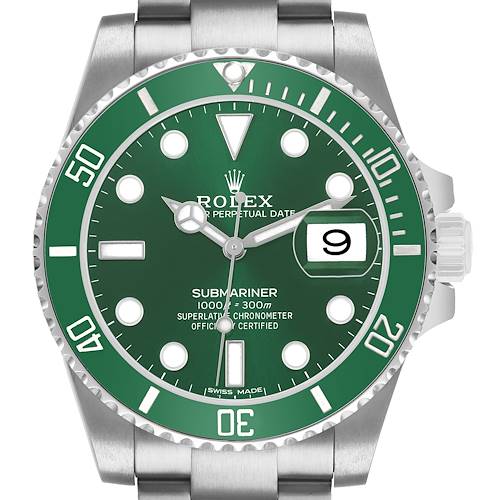 Photo of Rolex Submariner Steel Hulk Green Dial Bezel Mens Watch 116610LV Card