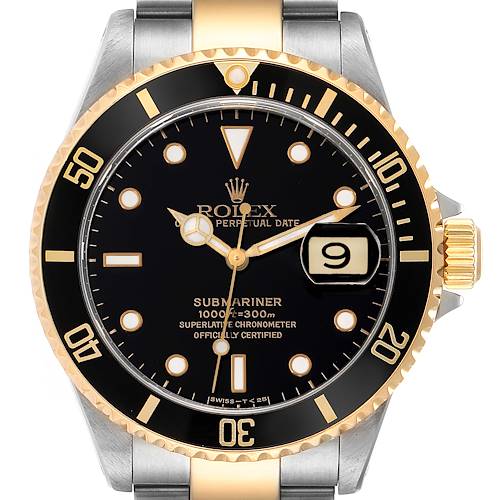 Photo of Rolex Submariner Steel Yellow Gold Black Dial Mens Watch 16613 Unworn NOS