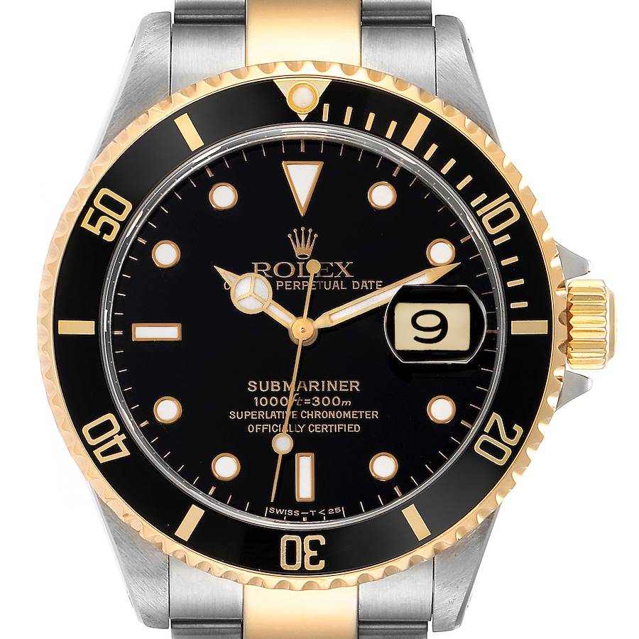 Rolex Submariner Steel Yellow Gold Black Dial Mens Watch 16613 Unworn NOS SwissWatchExpo