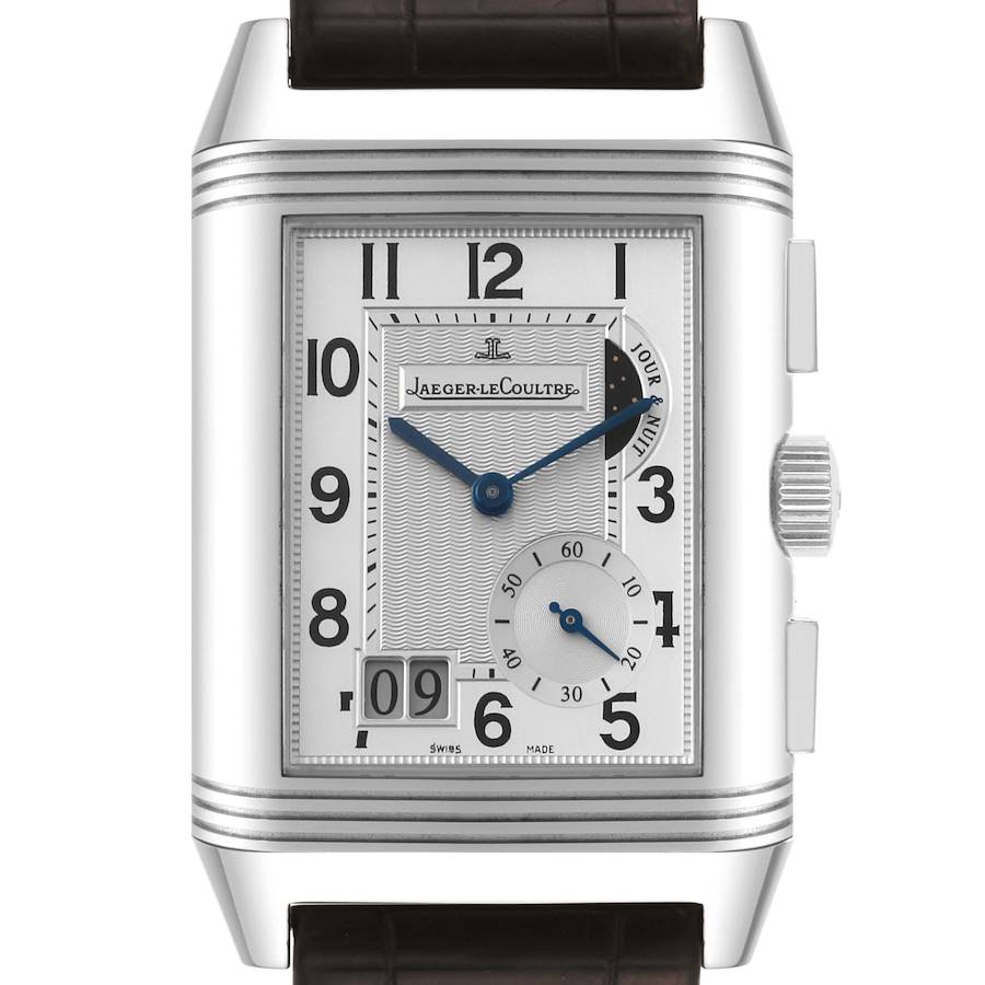 Jaeger LeCoultre Reverso Grande GMT Steel Mens Watch 240.8.18 Q3028420 Box Papers SwissWatchExpo