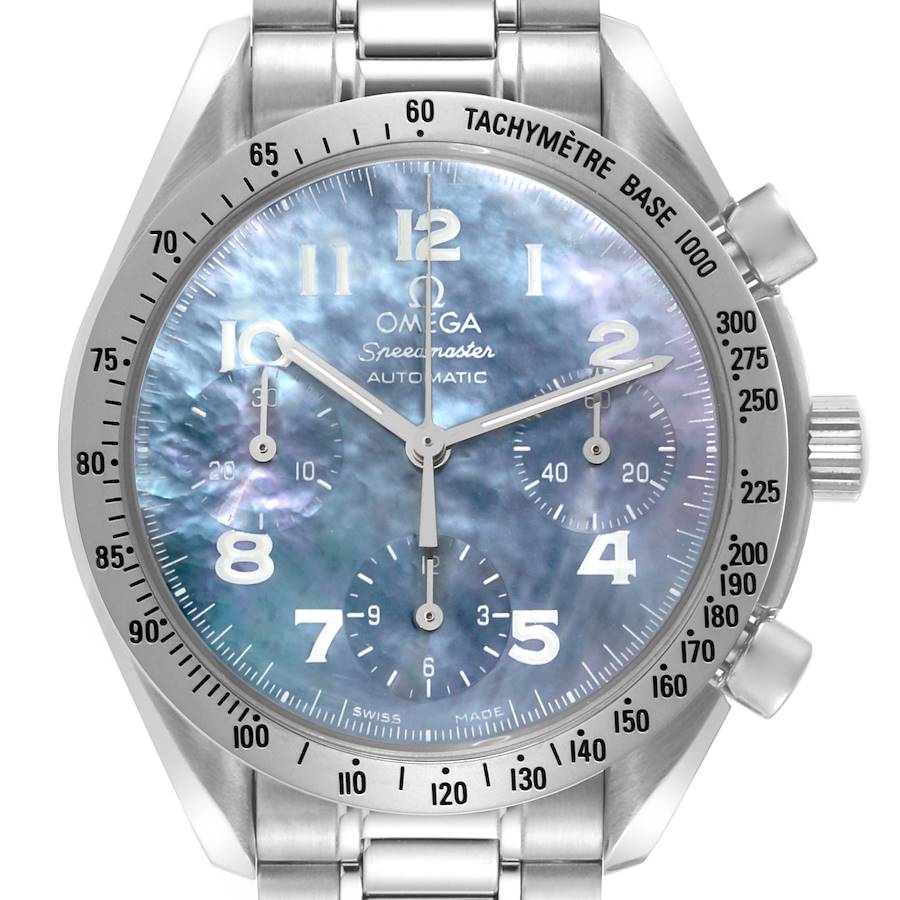Omega Speedmaster Reduced Blue Mother of Pearl Dial Steel Mens Watch 3502.73.00 SwissWatchExpo