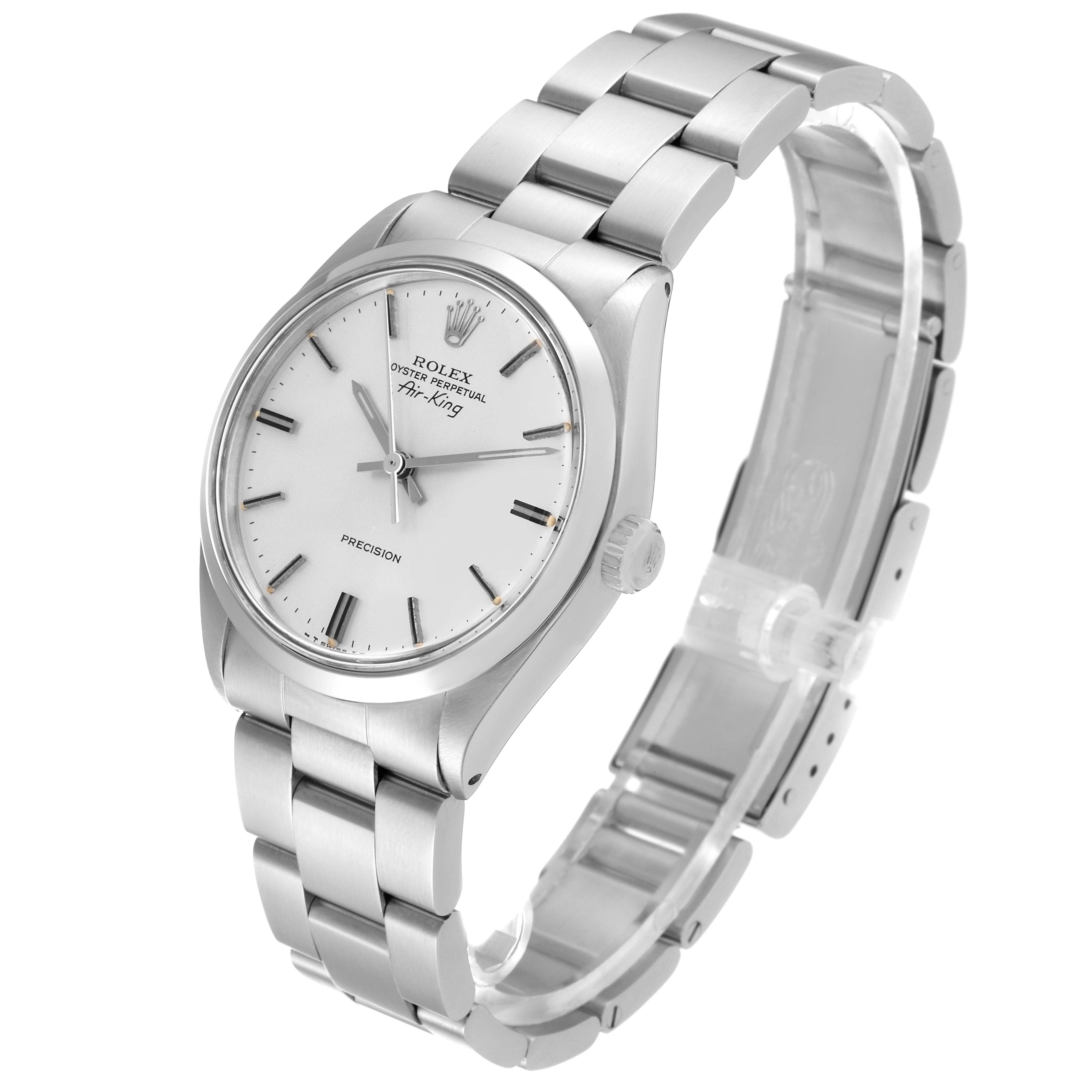 The Rolex Vintage Collection 5500 Men's Stainless Steel Silver Dial 5500 Men's Stainless Steel Silver Dial watch model is shown at a three-quarter angle, displaying the face, bezel, crown, and bracelet.