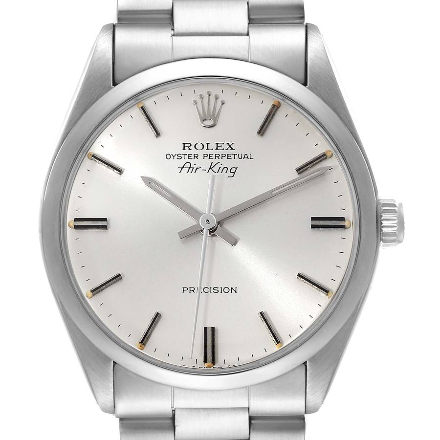 Rolex Air King Precision Silver Dial Vintage Steel Mens Watch 5500 SwissWatchExpo