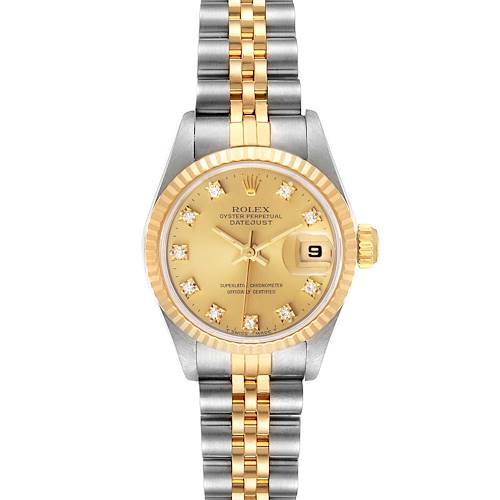 Photo of Rolex Datejust 26mm Steel Yellow Gold Diamond Ladies Watch 69173 Tag