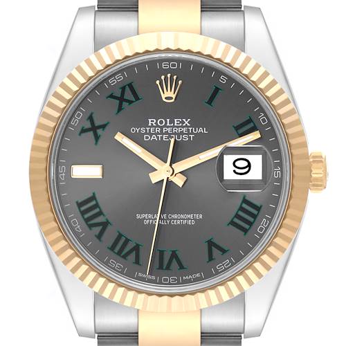 Photo of Rolex Datejust 41 Steel Yellow Gold Wimbledon Dial Mens Watch 126333 Box Card