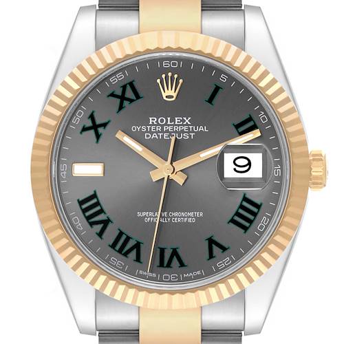 Photo of Rolex Datejust 41 Steel Yellow Gold Wimbledon Dial Mens Watch 126333 Box Card