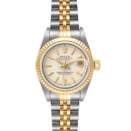 Photo of Rolex Datejust Ivory Anniversary Dial Steel Yellow Gold Ladies Watch 69173