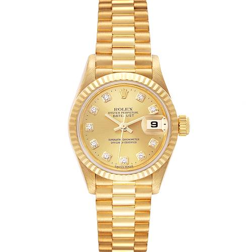 Photo of Rolex Datejust President Yellow Gold Champagne Diamond Dial Ladies Watch 79178