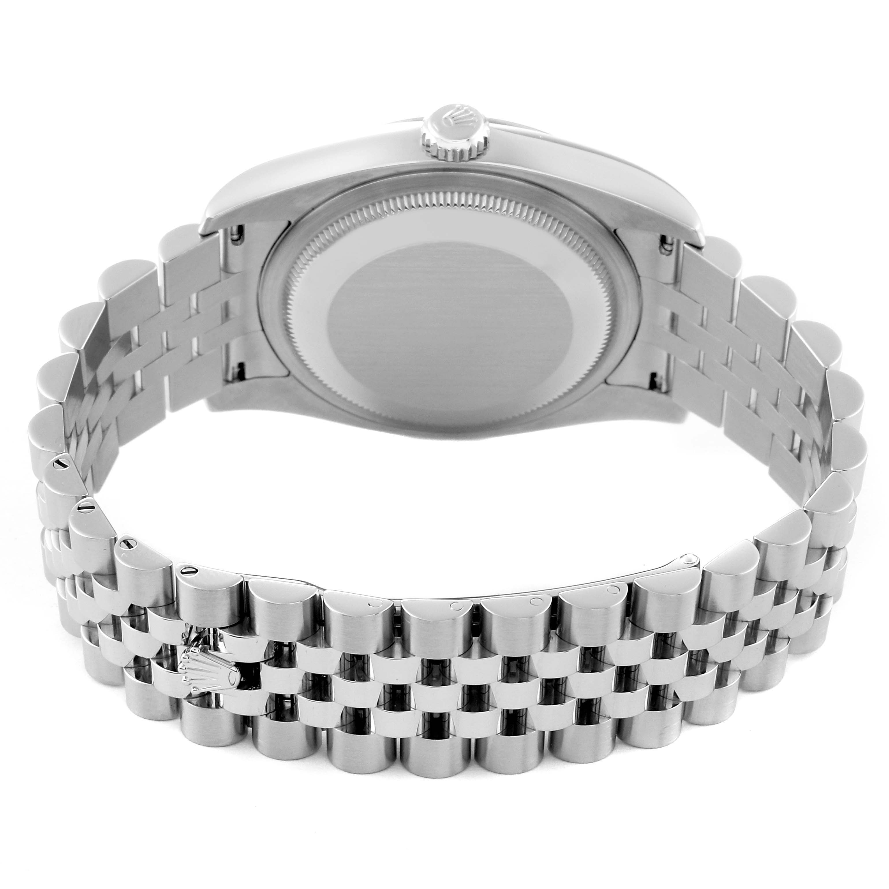 The image shows the back case and bracelet of a Rolex Datejust 116234 Men
s Stainless Steel Silver Dial 116234 Men
s Stainless Steel Silver Dial watch from a rear angle.