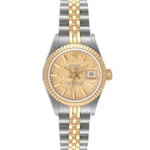 Photo of Rolex Datejust Steel Yellow Gold Champagne Linen Dial Ladies Watch 69173 Papers