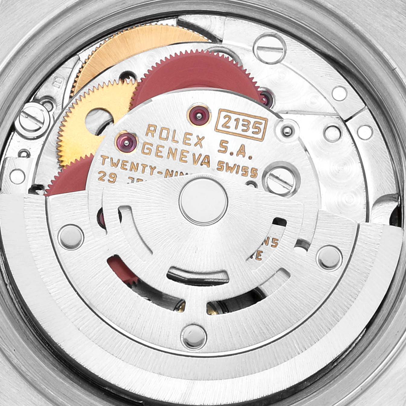 The image shows the movement mechanism of the Rolex Datejust 69173 Women's Steel and Gold (two tone) Champagne Dial 69173 Women's Steel and Gold (two tone) Champagne Dial watch model at a close-up angle.
