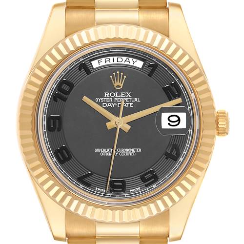 Photo of Rolex Day-Date II 41 President Yellow Gold Black Dial Mens Watch 218238