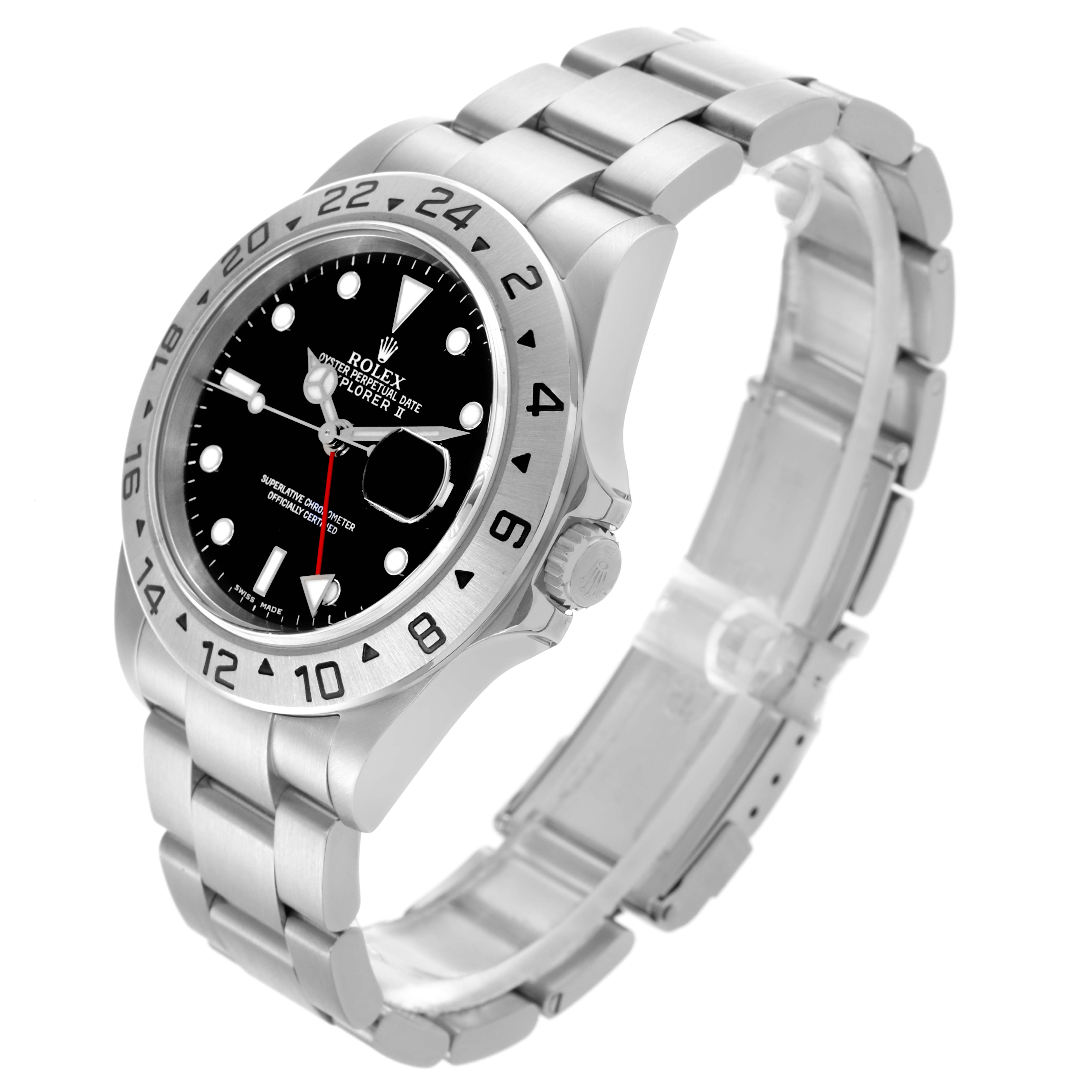 The Rolex Explorer 16570T Men
s Stainless Steel Black Dial 16570T Men
s Stainless Steel Black Dial watch is shown at a slight angle, highlighting the bezel, dial, crown, and bracelet.